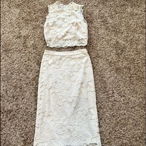 Bebe - Two Piece White Floral Outfit